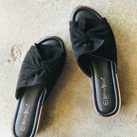 1 LEFT! Nature Knot Black Flatform Slide In Sandal - Picture 6 of 7